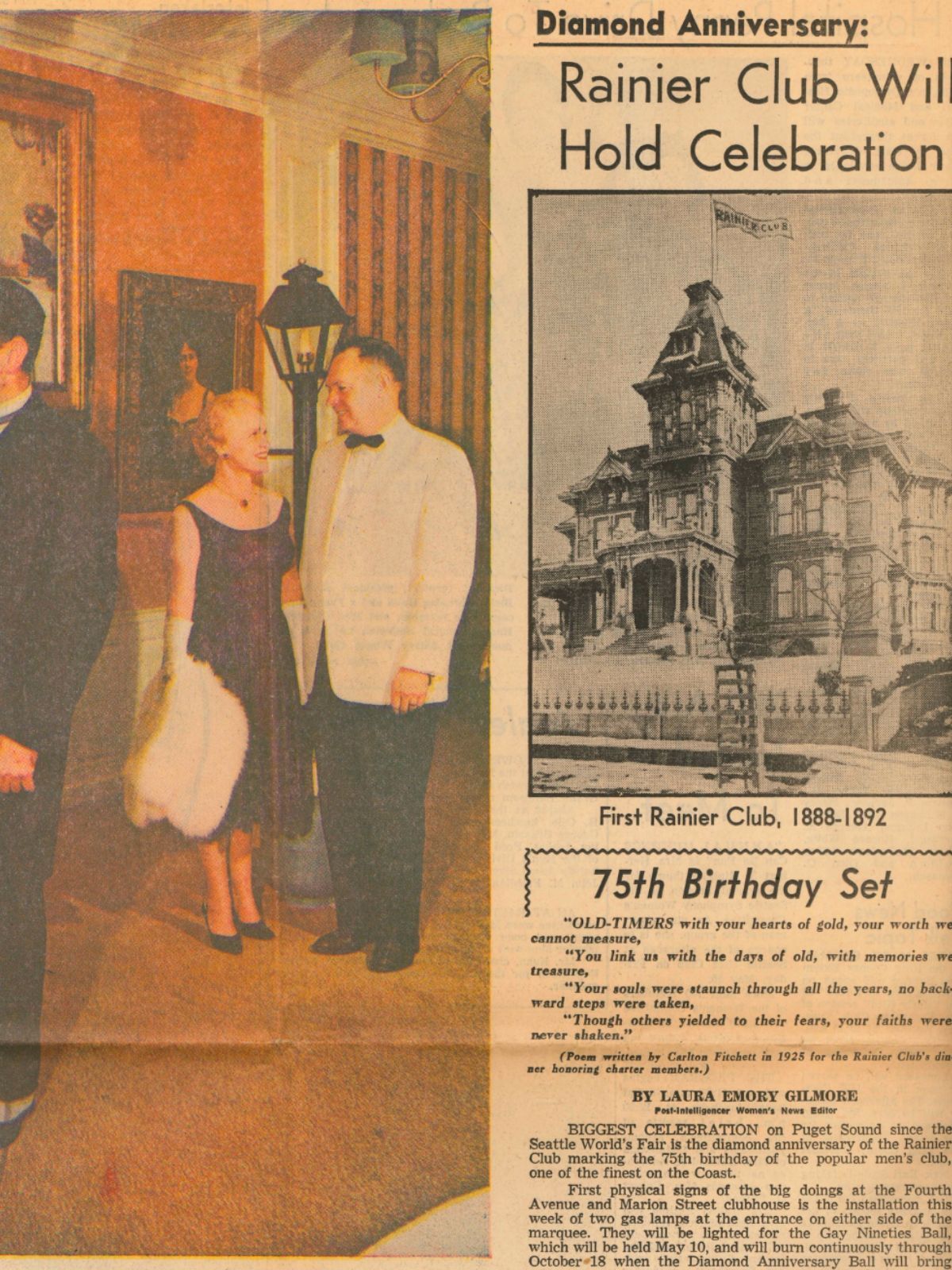 A newspaper feature on the Club's diamond anniversary and the first 1888 clubhouse